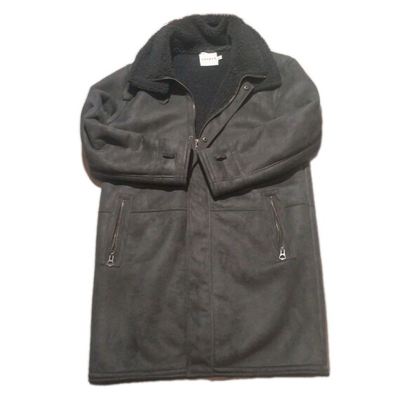 Topman Other - Topman Faux Suede Fleece Lined Long Coat Men's Large Gray